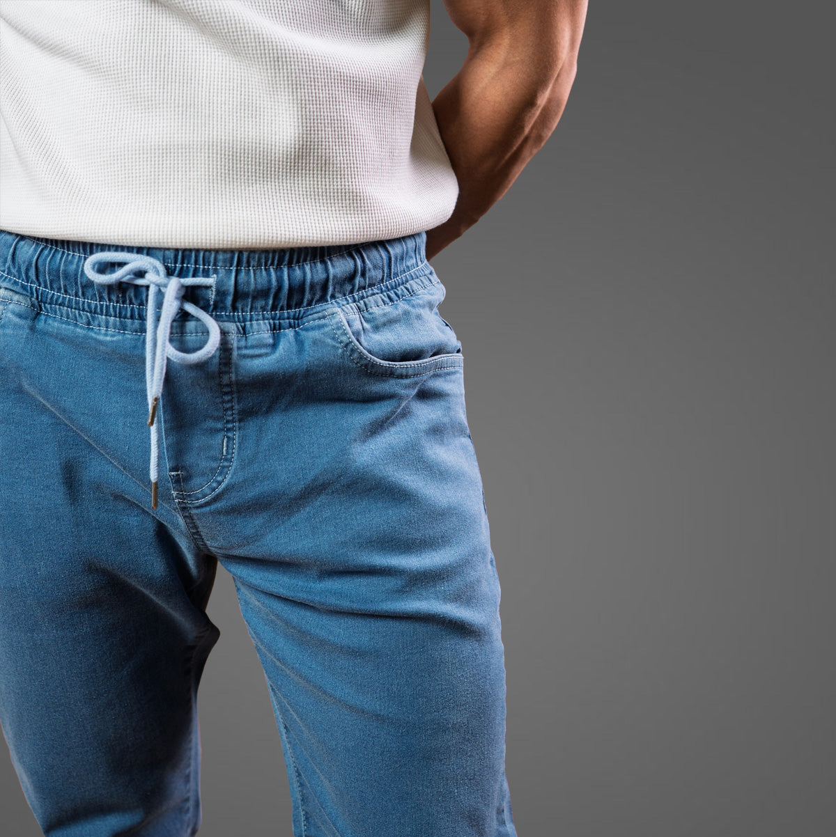 Ice Blue Denim Joggers