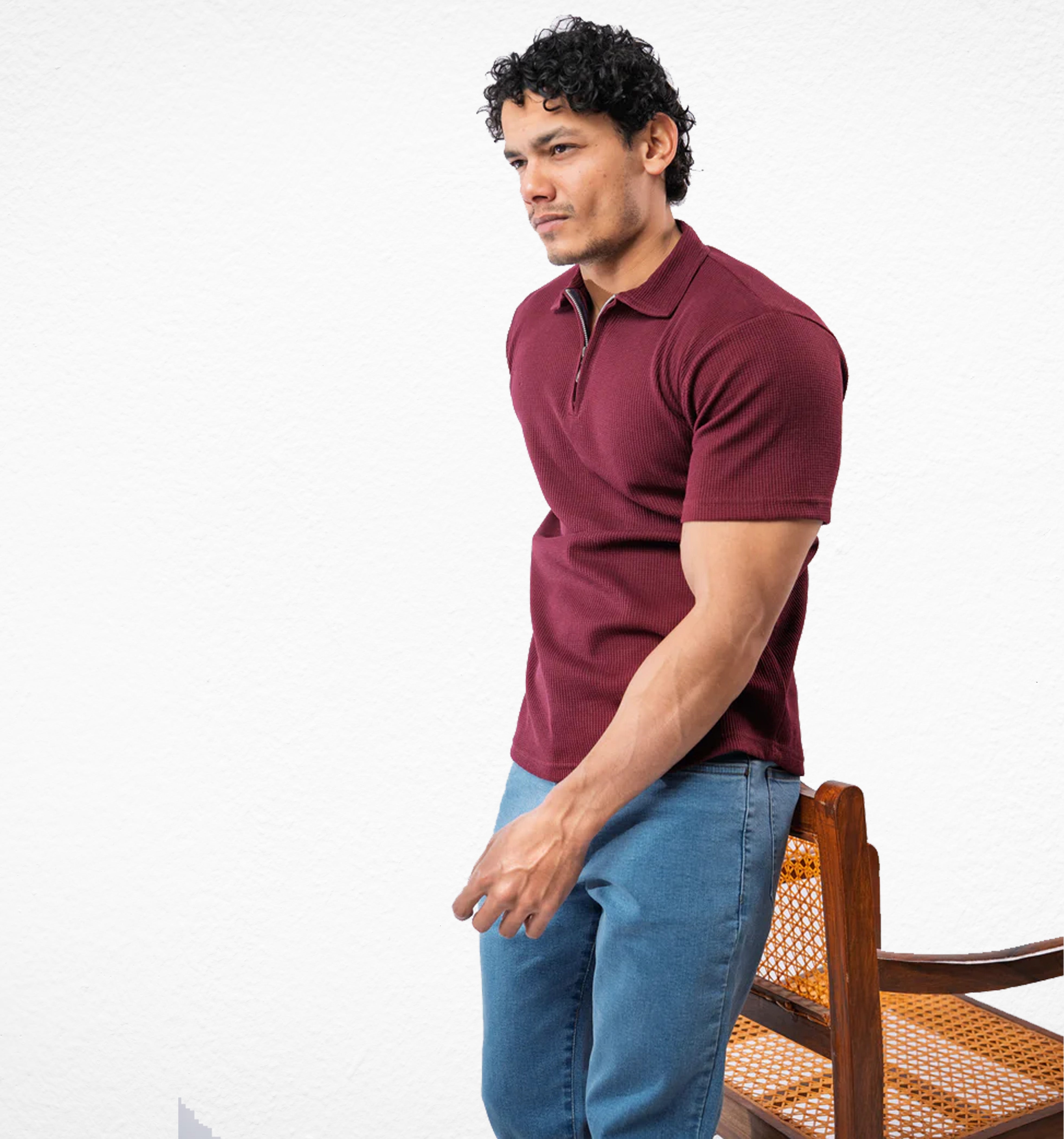 Maroon Zipper polo