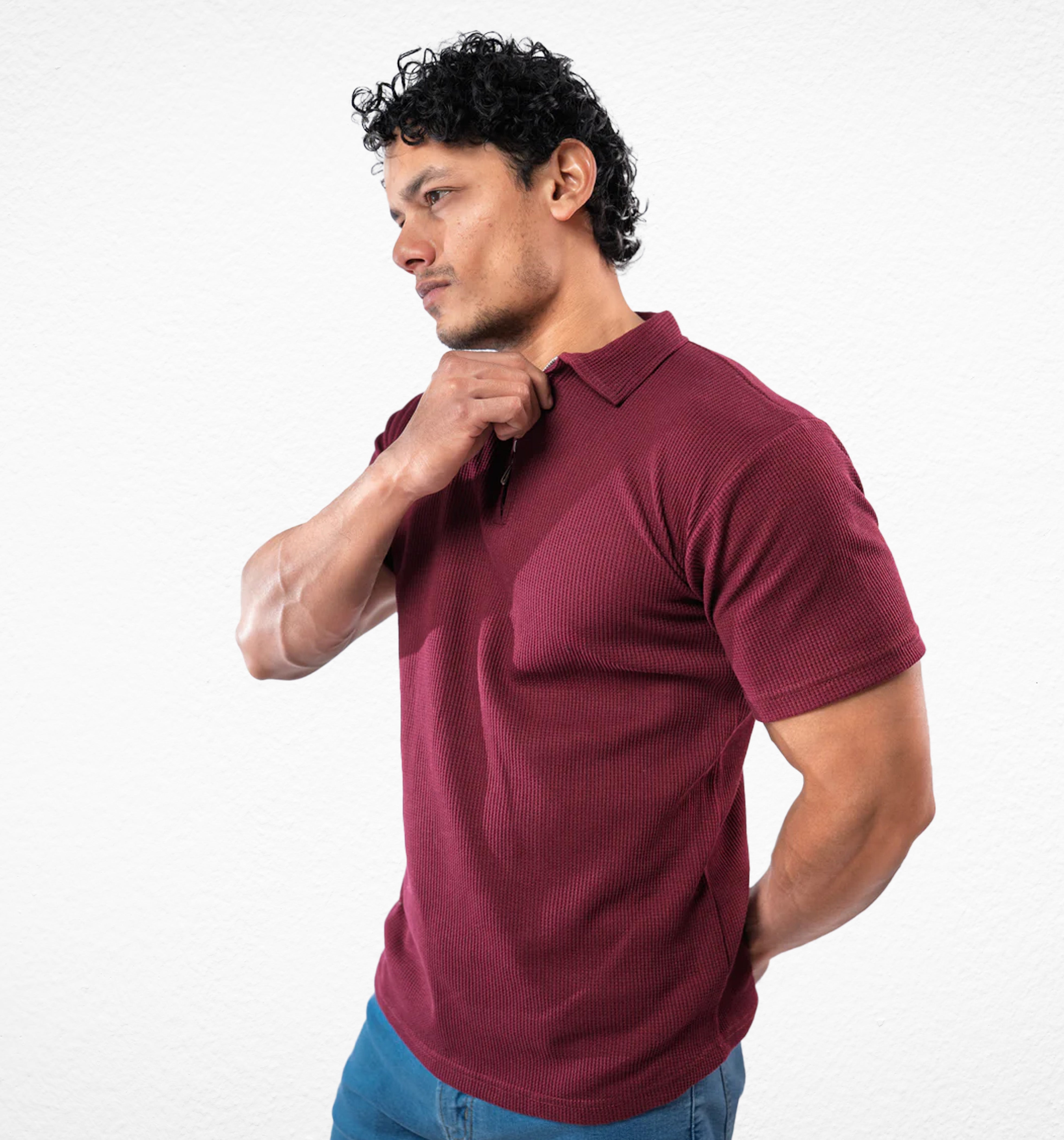 Maroon Zipper polo