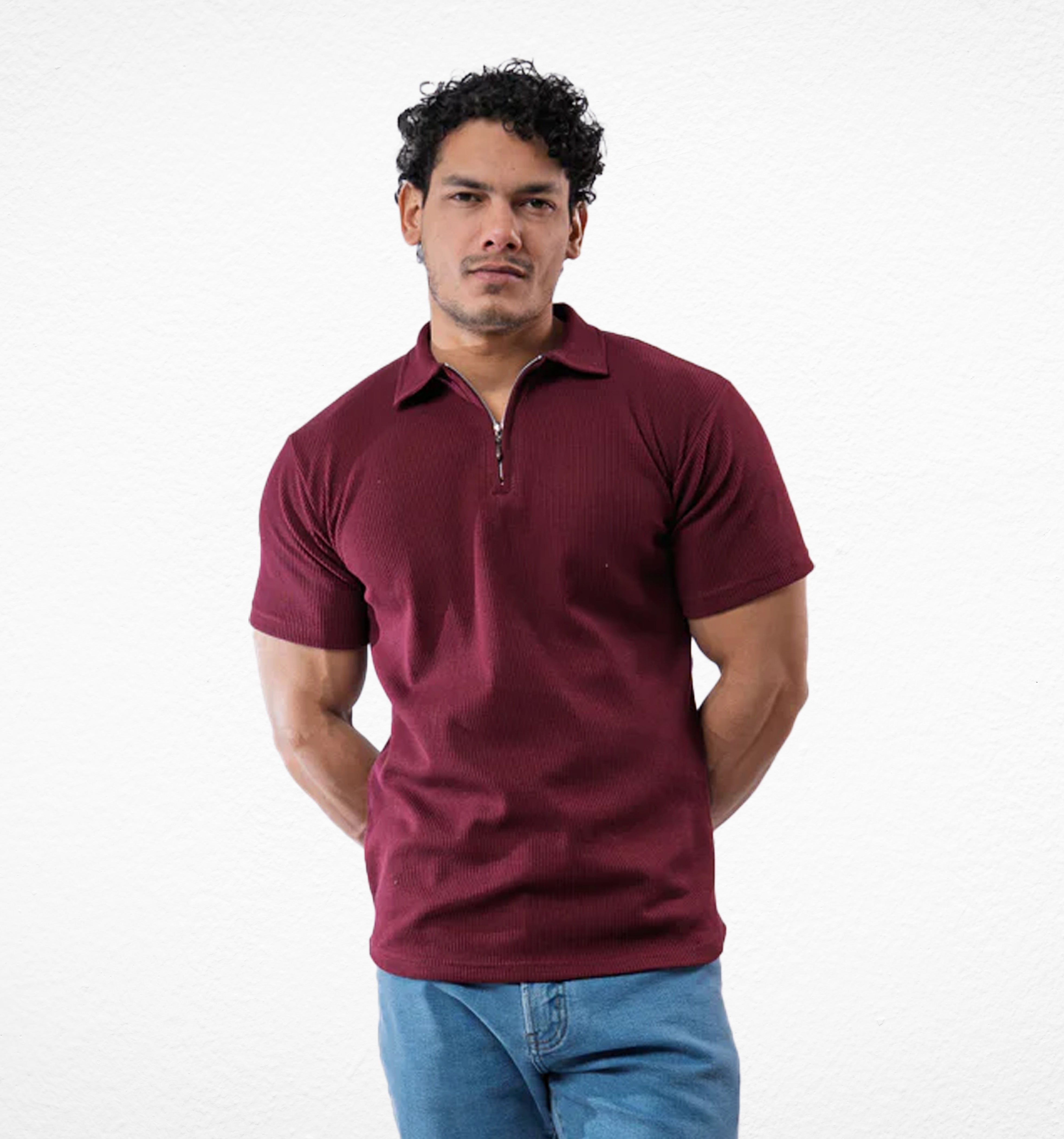Maroon Zipper polo