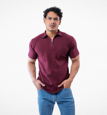 Maroon Zipper polo
