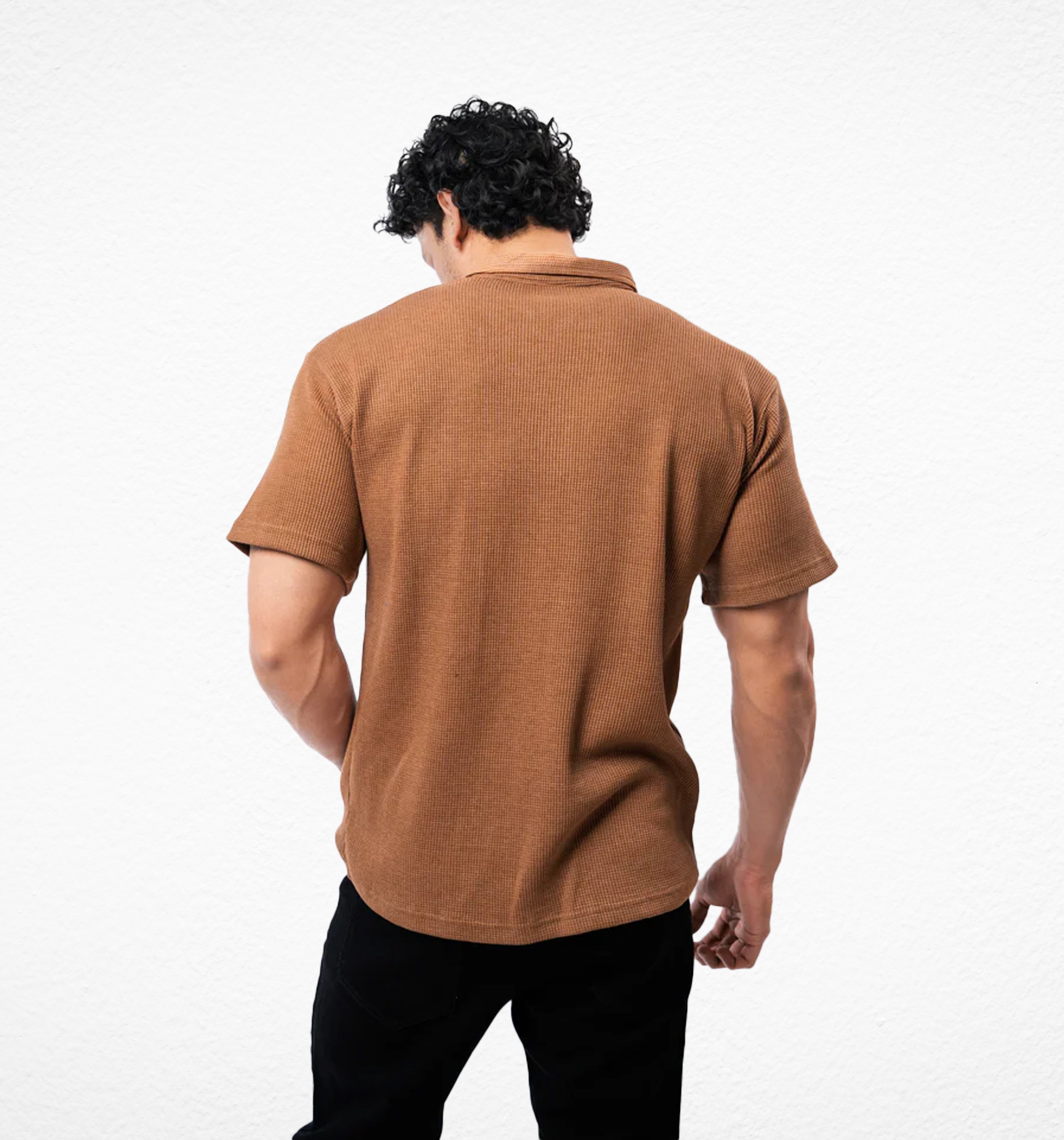 Dusty  Brown Zipper Polo