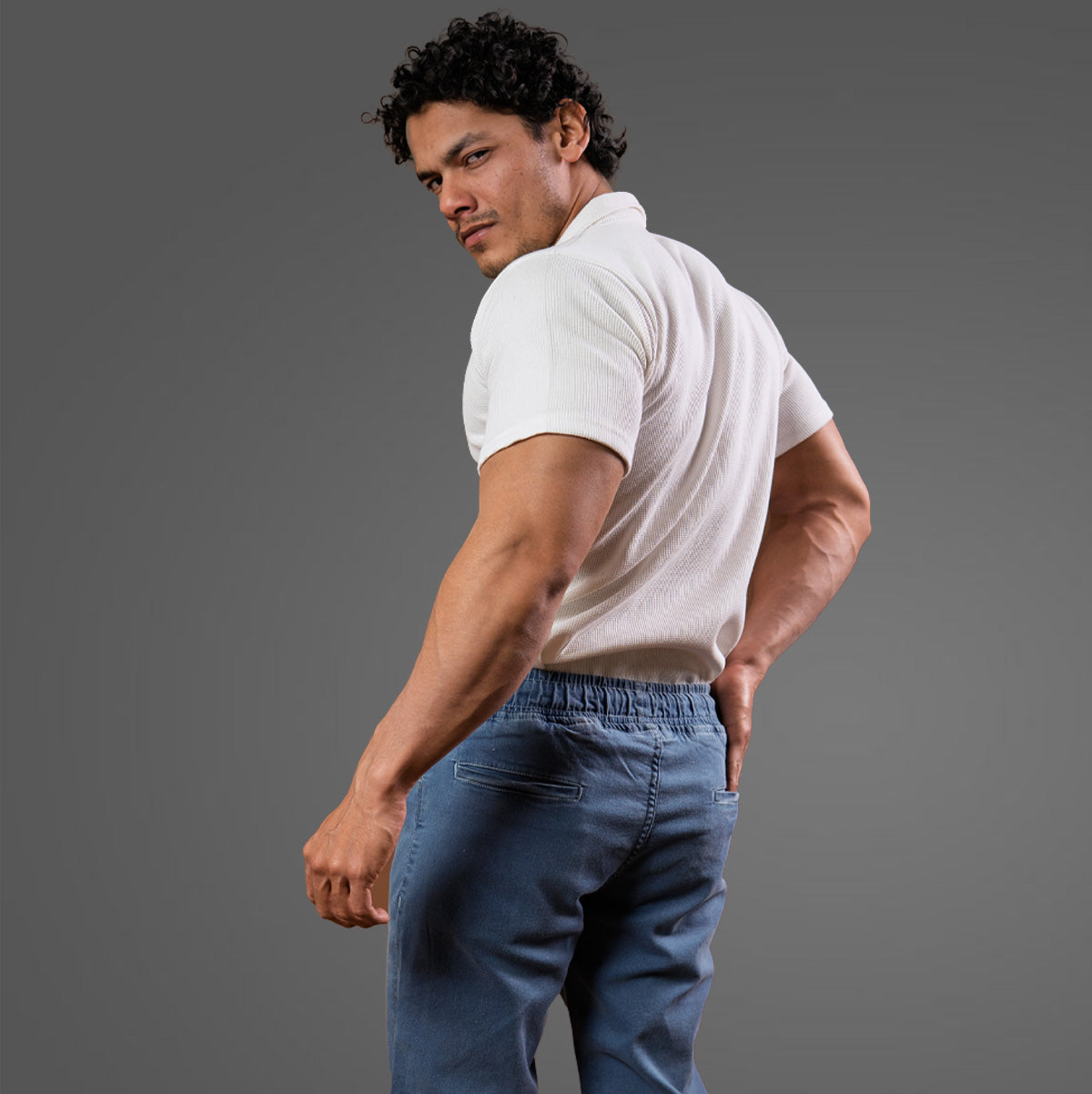 White Johnny Collar Polo