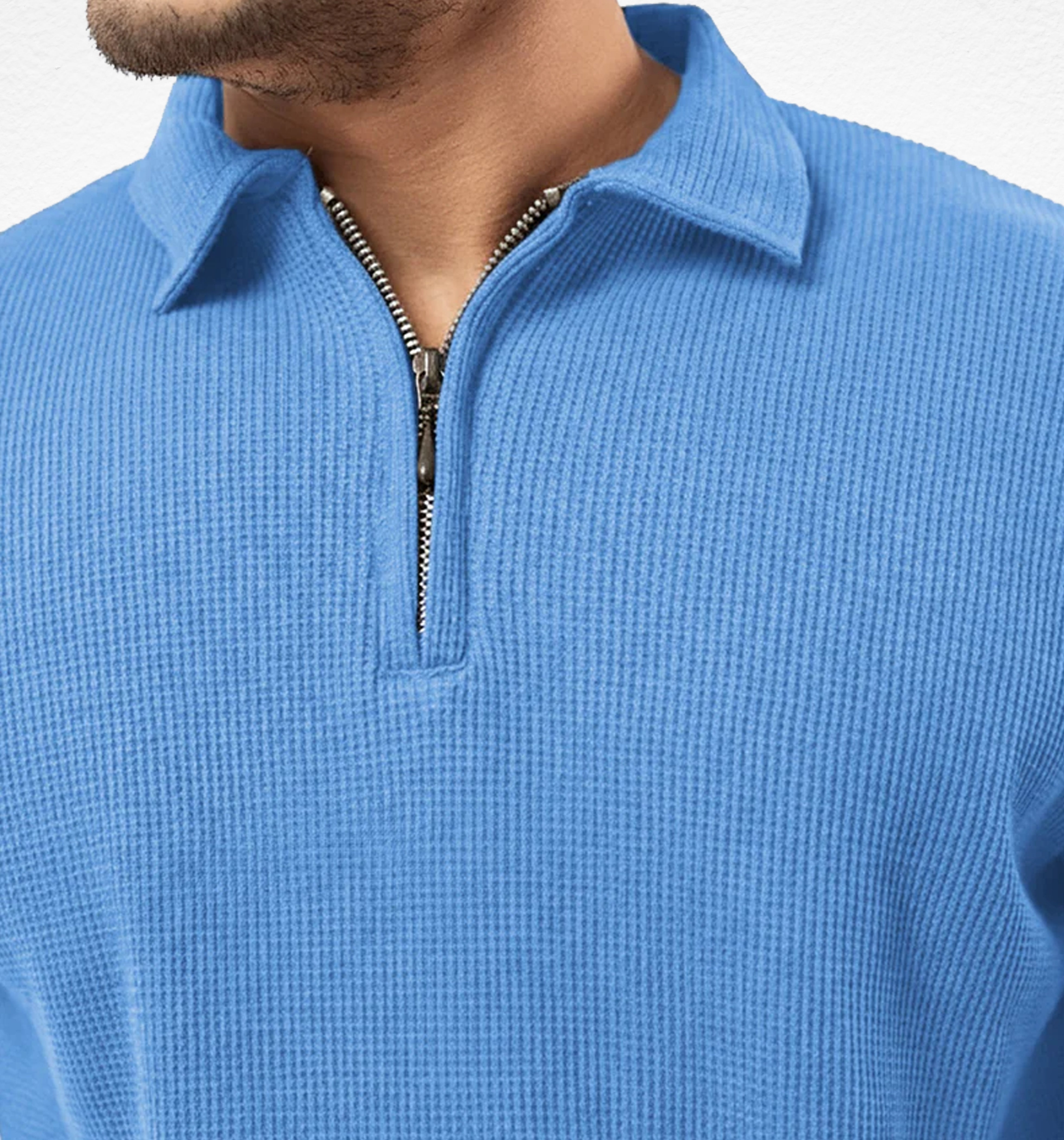 Ice Blue Zipper Polo