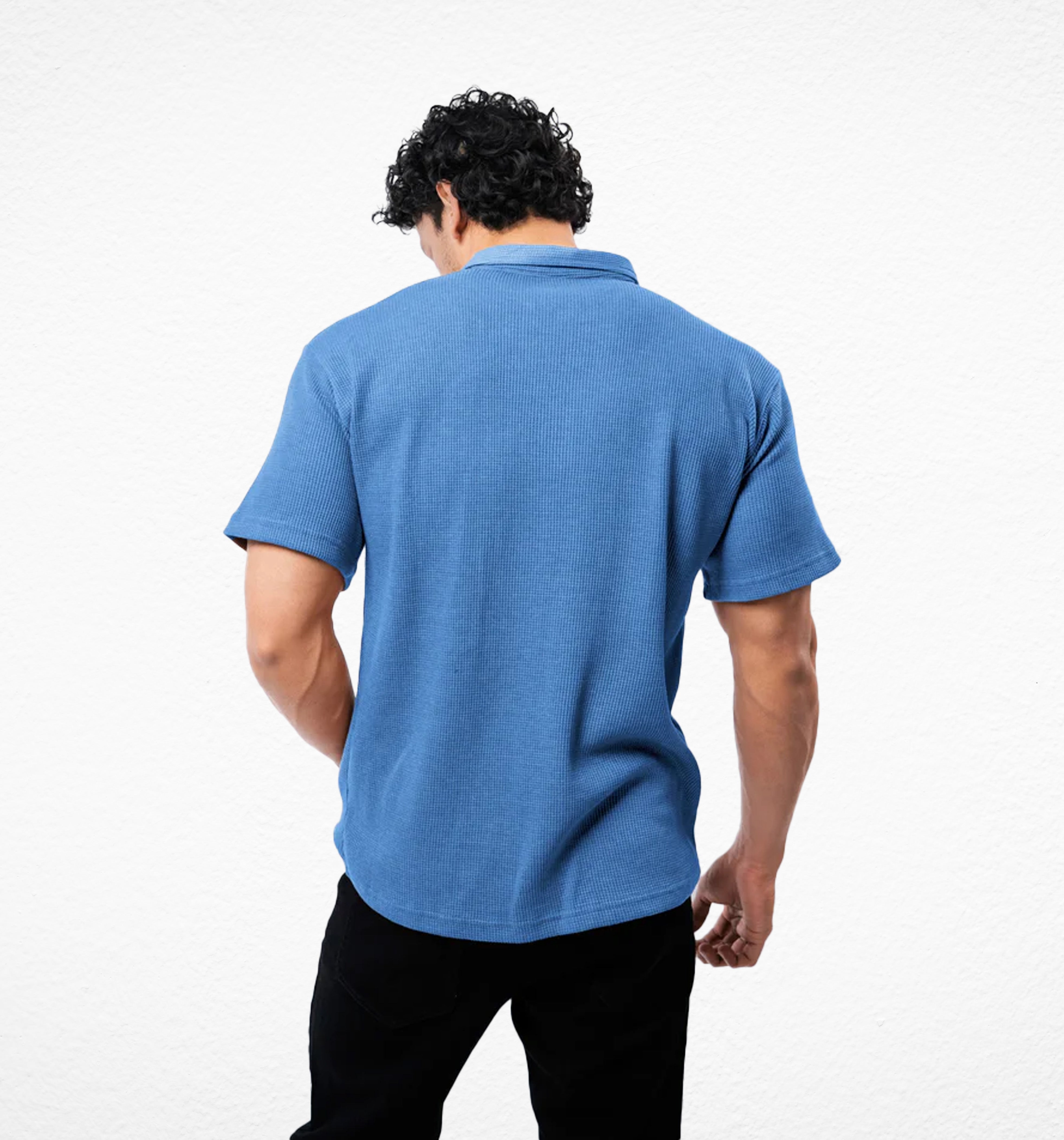 Ice Blue Zipper Polo