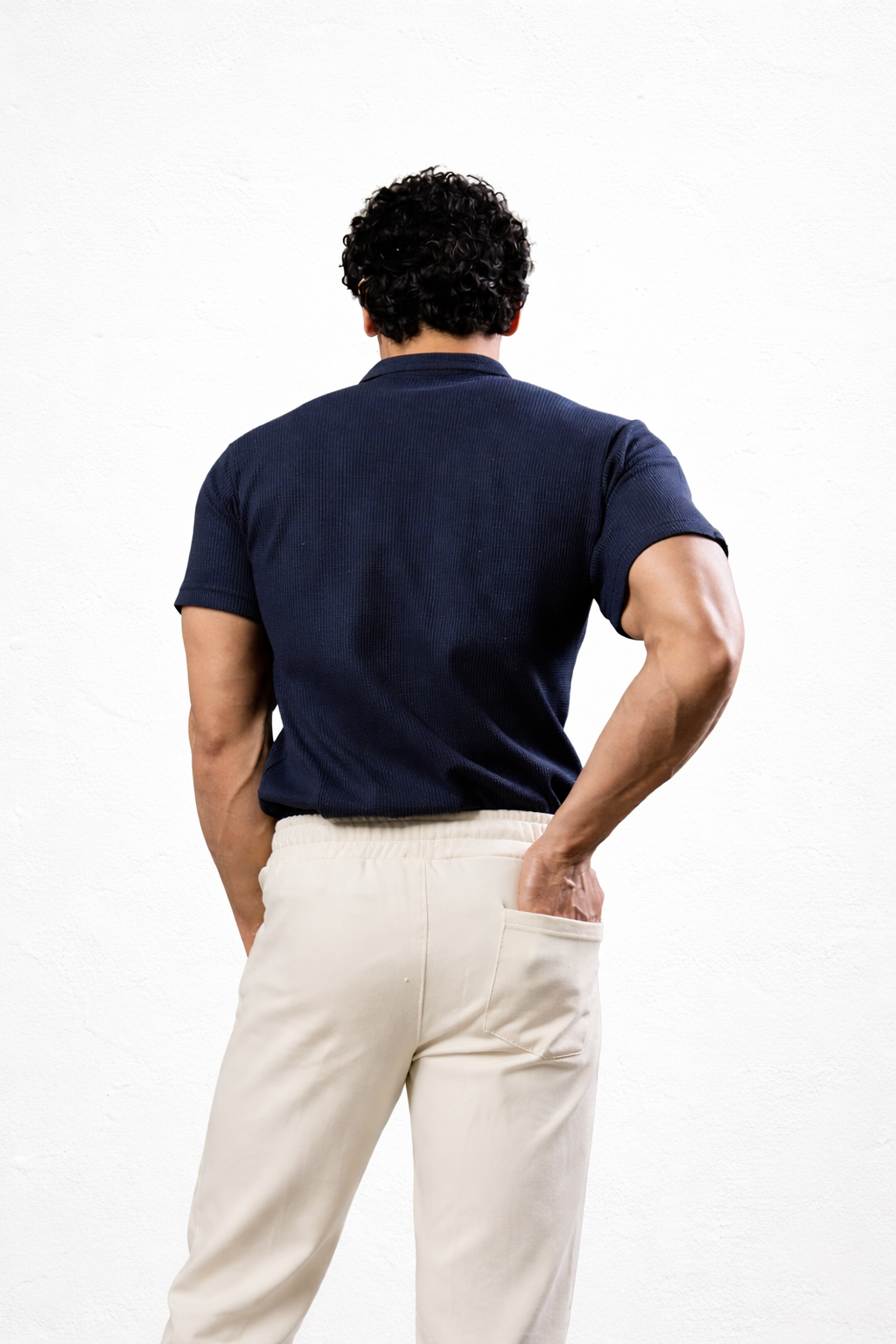 Navy Blue Johnny Collar Polo