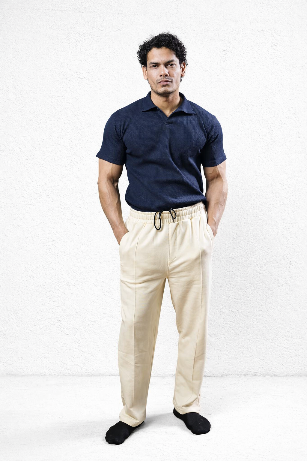 Navy Blue Johnny Collar Polo
