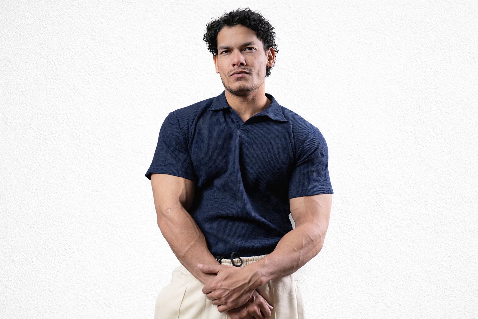 Navy Blue Johnny Collar Polo