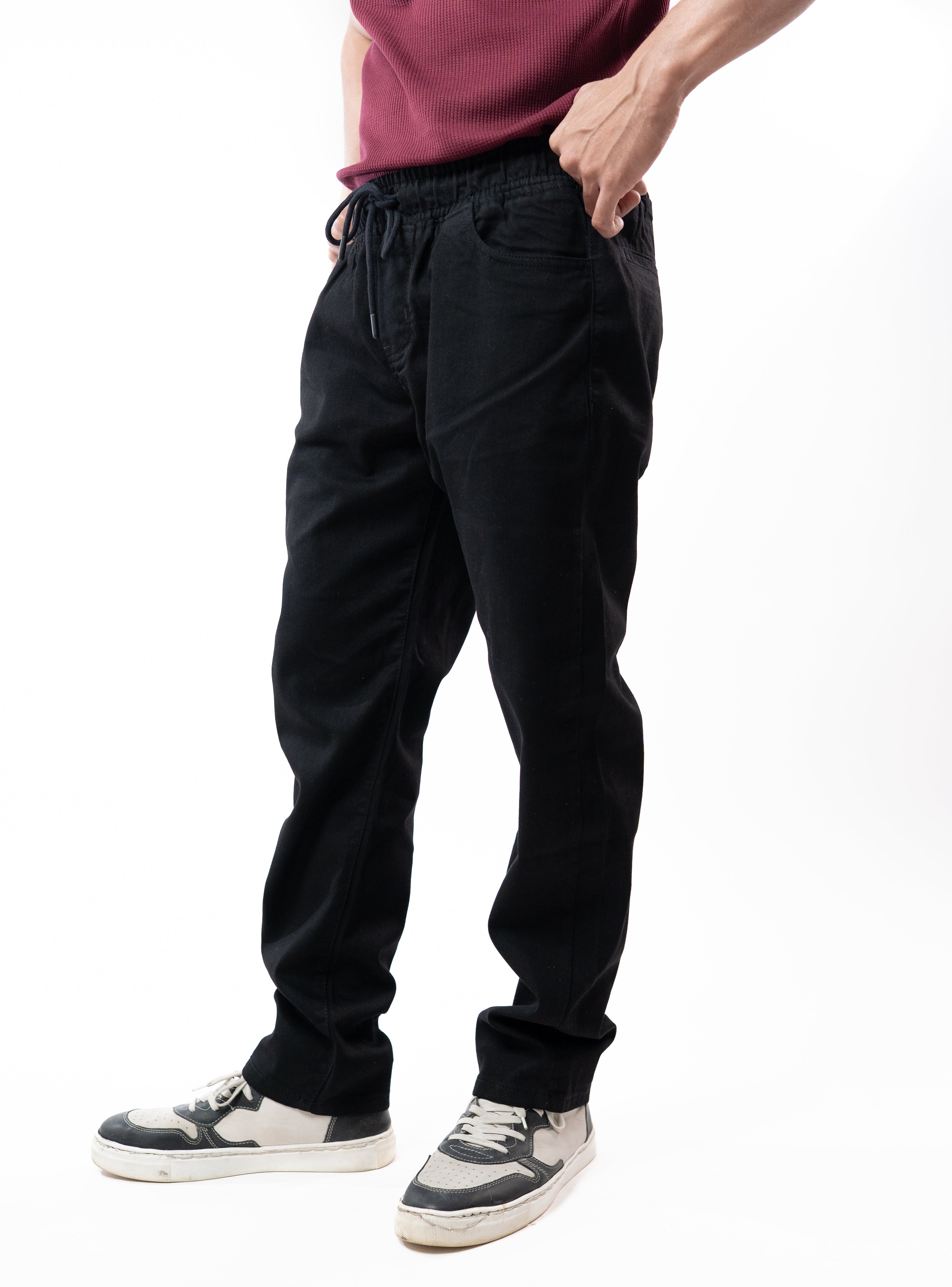 Black Denim Joggers