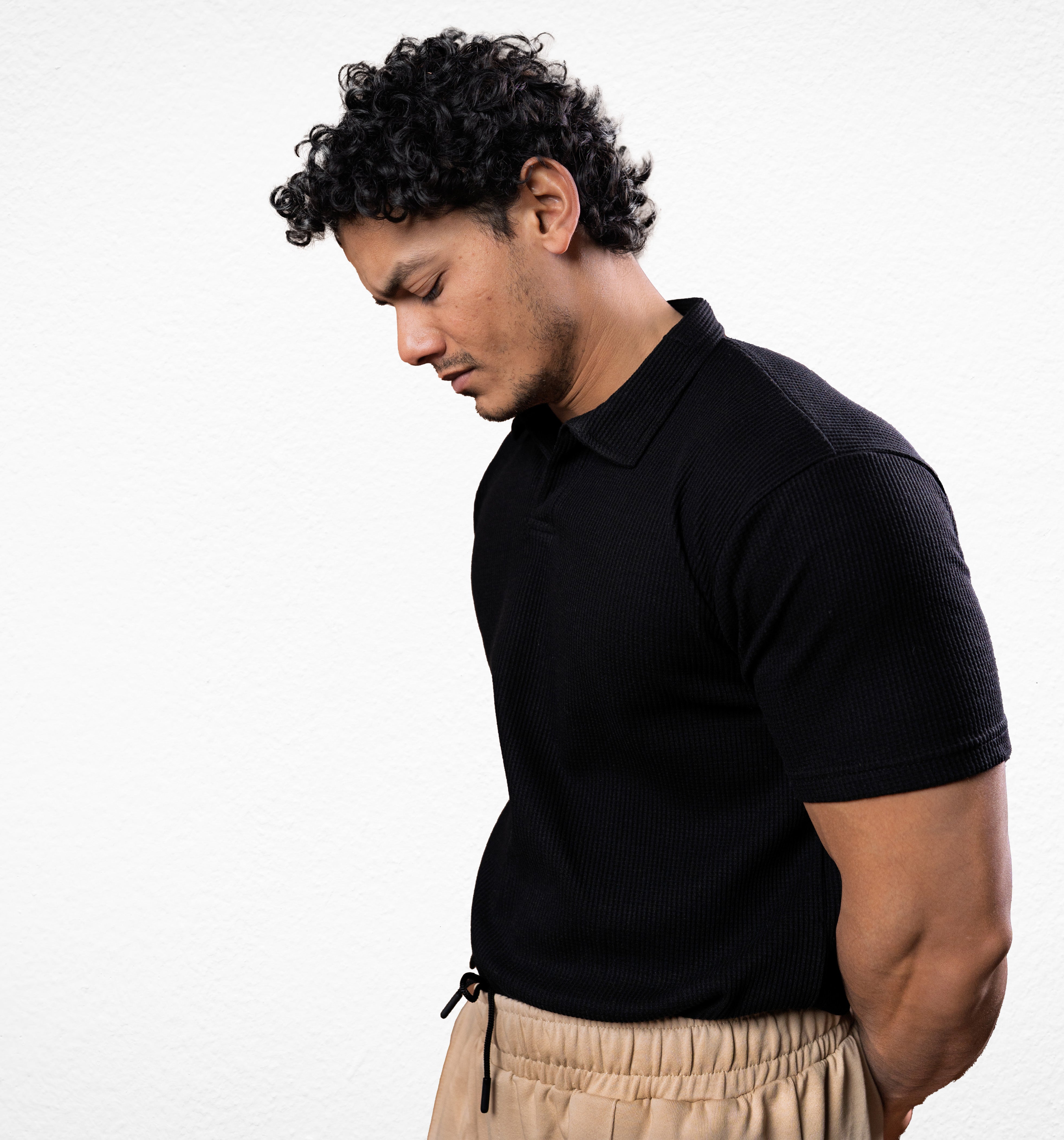 Black Johnny Collar Polo