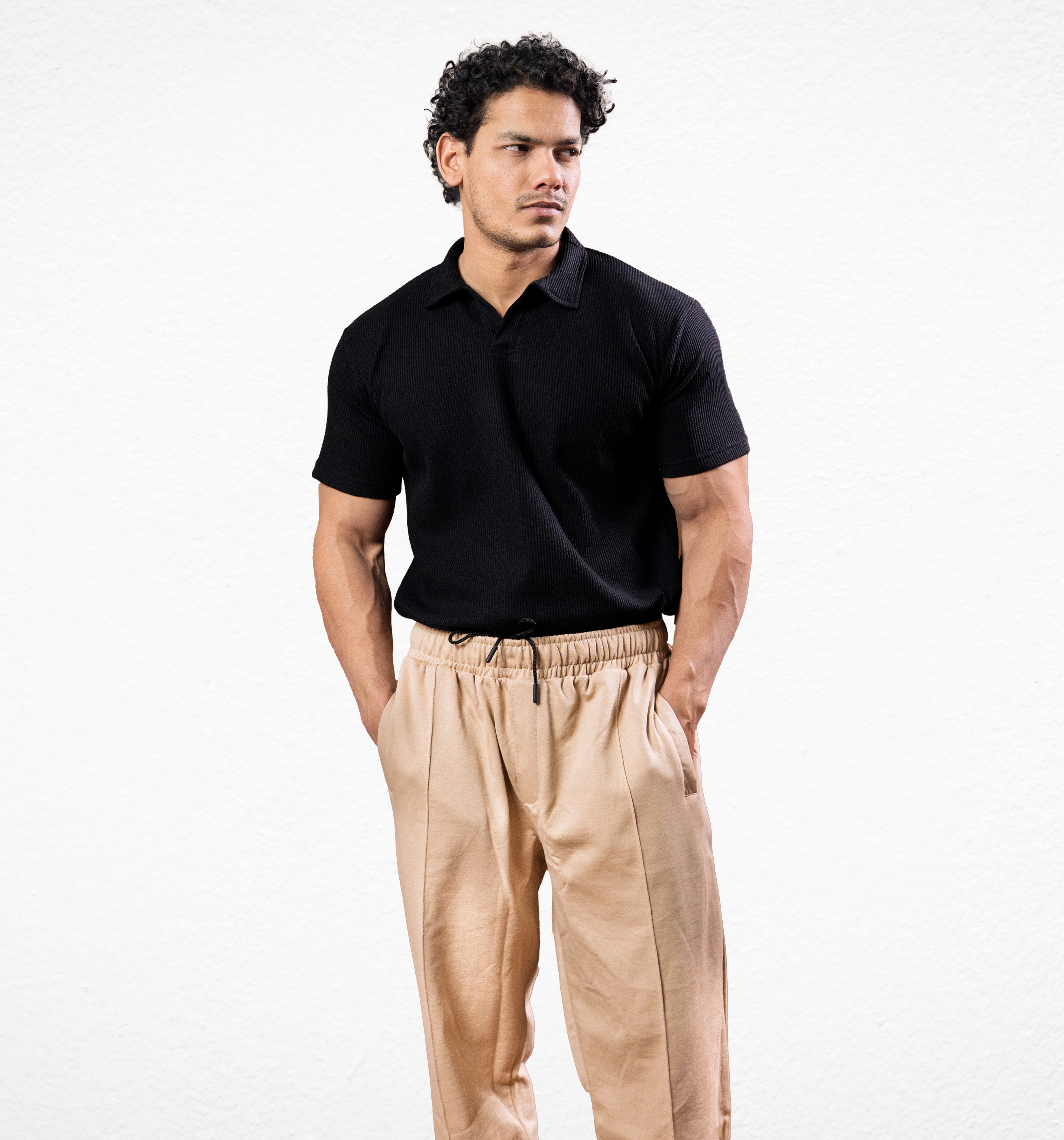 Black Johnny Collar Polo