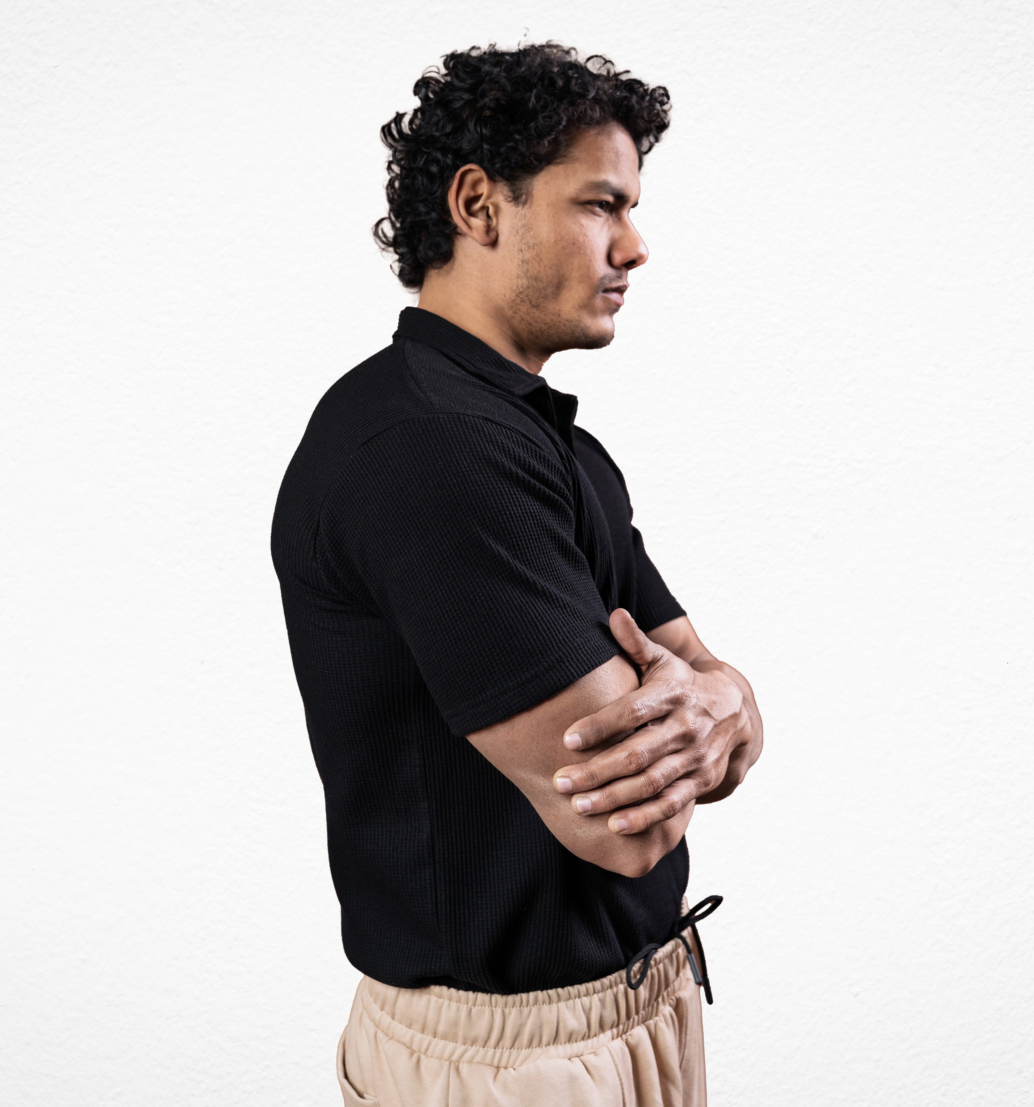 Black Johnny Collar Polo