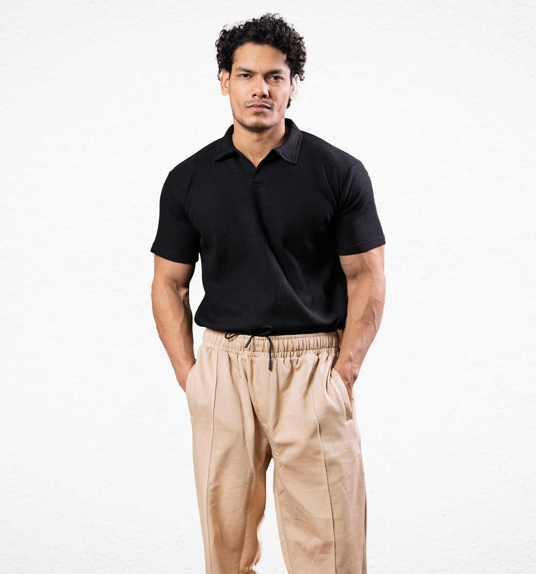 Black Johnny Collar Polo