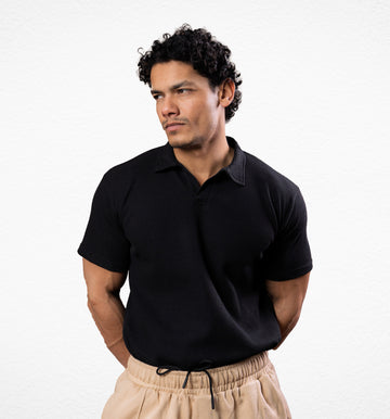 Black Johnny Collar Polo