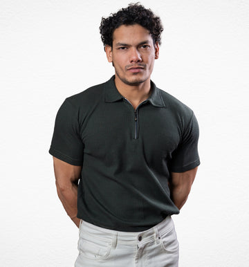Olive Green Zipper polo