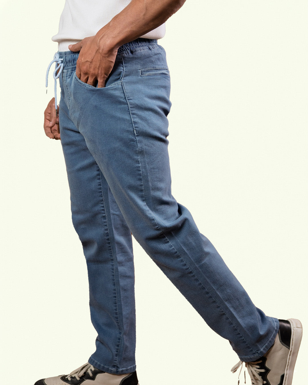 Ice Blue Denim Joggers